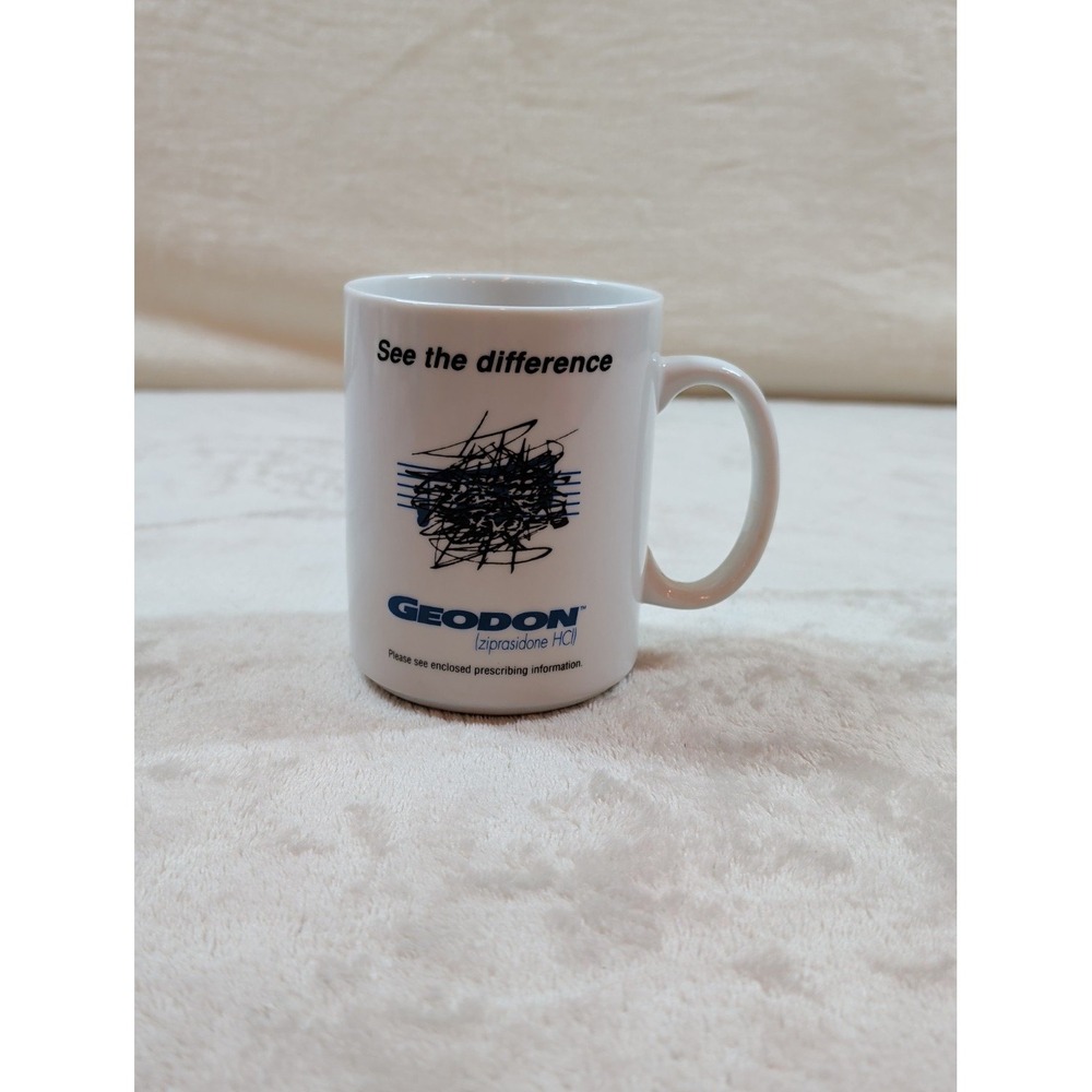 Vintage Pfizer Geodon Ziprasidone HCl Color Changing Pharma Rep Coffee Mug - Picture 3 of 12
